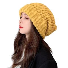 [Capprecier] ニット帽 メンズ レディース 秋 冬 帽子 防寒 防風 伸縮性 ビーニー 小顔効果 おしゃれ 無地 シンプル 通勤 通学 アウトドア 7色展開 暖かい カジュアル 男女兼用 (JP, アルファベッ [イエロー] [Free Size]