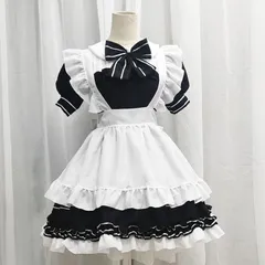 オリジナルメイド服 白黒 小悪魔ロリータ コスプレ衣装 フリル コミケ ハロウィン仮装