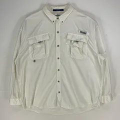 古着 コロンビア Columbia 長袖シャツ ボタンダウン PFG 裏地メッシュ ロングスリーブ アウトドア 2XL  ホワイト系 メンズ
