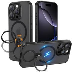 NIMASO iPhone 16pro用ケース 回転スタンド MagSafe対応 耐衝撃 マット感 防指紋 アイフォン16pro対応 ブラック