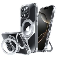 NIMASO iPhone16Pro用ケース MagSafe対応 360°回転スタンド黄防止 耐衝撃アイフォン16プロ対応 6.3インチ クリア