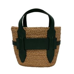 HELEN KAMINSKI(ヘレンカミンスキー) トートバッグ ライトブラウン×ダークグリーン かごバッグ レザー