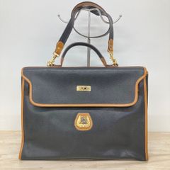 LANCEL/ランセル 2way ビジネスバッグ/ブリーフケース/ショルダーバッグ ブラック×ブラウン バイカラー ロゴ金具[OO00731]