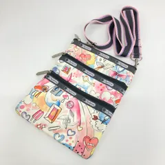 LESPORTSAC/レスポートサック 3段ジップ ショルダーバッグ　ハート・リボン・キノコ柄 マルチカラー レディース[OX04128]