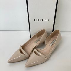 CELFORD セルフォード パンプス サイズ37 23.5cm相当 LBEG ライトベージュ系 品番CWGS221507 ストラップ ポインテッドトゥ 箱付 OU00109