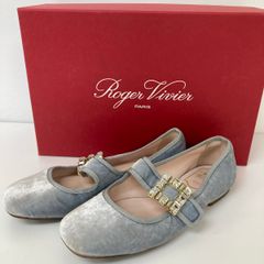 ロジェヴィヴィエ 36(23cm相当) ビジュー パンプス RVW44931980AQPU012 ブルー ベルベット Roger Vivier 箱付[OU00110]