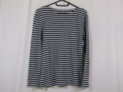 1030196　Honeys　ハニーズ　長袖カットソー　レディース　LL　グレー×ブラック　ボーダー柄