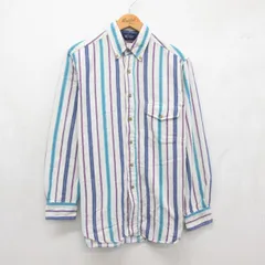 M/古着 Woolrich ホワイトスト 長袖 シャツ メンズ 90年代 90s コットン ボタンダウン ストライプ 26sep08