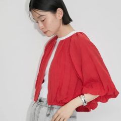 Adam et Rope アダムエロぺ バルーンスリーブブラウス 比翼ジップ リネン混 レディース GAH-04290-A