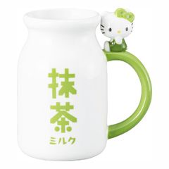 新品　サンアート フィギュア付き牛乳瓶マグ 抹茶 ハローキティ　マグカップ　食器 360cc SAN5068
