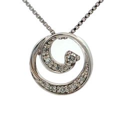 0.06ct STAR JEWELRY スタージュエリー サークルモチーフ イヤモンドネックレス K18(WG無)-3.2g 2ZN0890 ホワイトゴールド 【】【N】【レディース】■621316【中古】