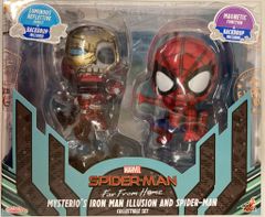 HOTTOYS COSBABY (S) BOBBLE HEAD / COLLECTIBLE SET MYSTERIOS IRON MAN ILLUSION AND SPIDER MAN COSB768