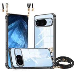 【新品】 Google Pixel 9/Pixel 9 Pro ケース クリア ショルダー 新型韓国 可愛い 薄型 軽量 TPU バンパー メッキ加工 耐衝撃 Pixel 9/Pixel 9 Pro カバー 首掛け 肩掛け 斜めかけ 縄掛けストラップ付き 1.