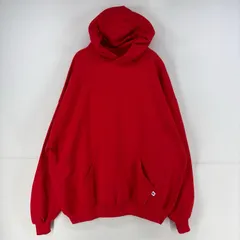 古着 90's/90年代 ラッセル Russell USA製 パーカー プルオーバー スウェット 大きいサイズ 2XL  レッド 無地 メンズ