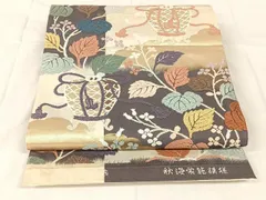 平和屋着物◎六通柄袋帯　唐織　秋海栄籠模様　金糸　正絹　逸品　AABM5005dk