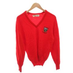 ライル&スコット LYLE&SCOTT ニット セーター 赤 レッド Vネック ロゴ刺繍 長袖 無地 /TL ■ECF008