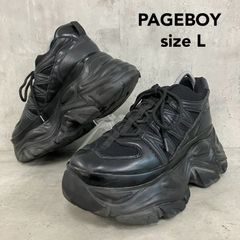 PAGEBOY ページボーイ SIZE L  24.0cm 24.5cmプラットチャンキースニーカー 厚底スニーカー ボリュームソール ダッドスニーカー レースアップ ブラック メッシュ 切り替え ボリュームシューズ 運動靴 通学 カジュアル モード ★ ■■