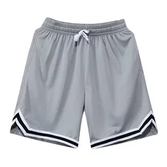 【新品】 [ORBU] バスケットパンツ メンズ スポーツ 短パン 筋トレウェア ランニング トレーニング ビッグサイズ ショートパンツ ポケット付き ウエスト 調整可能 速乾 通気 夏（グレー(ブラックエッジ)-M）