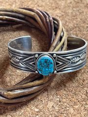 ナバホ族 Navajo バングル インディアンジュエリー ターコイズ WB刻印