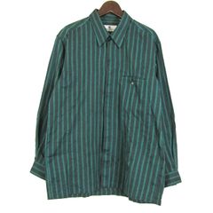 ピエールバルマン 長袖シャツ トップス ストライプ メンズ Lサイズ グリーン PIERRE BALMAIN 【中古】