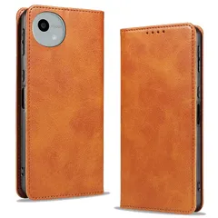 KWATUNG AQUOS Wish6 用 ケース 手帳型 マグネット式 アクオスウィッシュ6 用ケース 手帳型 PUレザー【ライトブラウン】