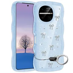 AQUOS R11 ケース ブルー/シルバー ウェーブ SH-51G SH-M35 TPU波状のバンパー 透明 スマホケース かわいい うねうね アクオス アール11 ウェーブ デザイン 可愛い 韓国 女性用 薄型 人気 おしゃれ 耐衝撃 ストラップホール付き