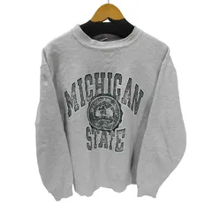 チャンピオン Champion 80S USA製 トリコタグ後期 コットン 88% ポリエステル 12% 混紡 MICHIGAN STATE 3段プリント 前Vガゼット スウェット メンズ import：XL