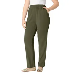 ロアマンズ レディース ボトムス カジュアルパンツ ストレート プラスサイズ ニット Roamans Womens Plusize Soft Knit Relaxed PullOn Straight