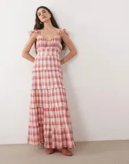 ノーバディーズ チャイルド レディース トップス ワンピース Vネック ティアード マキシ Nobodys Child Levi cheesecloth Vneck flutter sleeve ti