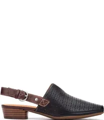 ピコリーノス レディース シューズ パンプス レザー ヒール Pikolinos Alameda Perforated Leather Block Heel Slingback Heels Black