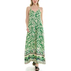 ニコルミラー レディース トップス ワンピース プリント サテン マキシ Womens Nicole Miller Printed Satin Maxi Slip Dress Tropic Borde