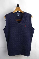 ラルフローレン Ralph Lauren ケーブル織り Vネック ベスト【XL(18-20)】【古着】【中古】【メンズ】【レディース】【キッズ】【子供】【ヴィンテージ】 【ビンテージ】 アメカジ オールド 90’s 90s おしゃれ オシャレ 服 RRL