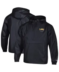 チャンピオン メンズ アウター ジャケット・ブルゾン Champion Mens Black LSU Tigers Packable Hooded Windbreaker HalfZip Jacket