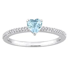 ステラ グレース レディース アクセサリー リング Stella Grace 10k White Gold Blue Topaz Diamond Accent Heart Promise Ring 1