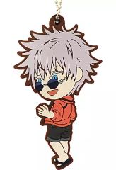 [Used] Keychain Satoru Gojo Casual Clothes Rubber Charm Kyun Chara Illustrations "Ichiban Kuji Jujutsu Kaisen Kaigyoku Tamaori ~2~" G Prize
