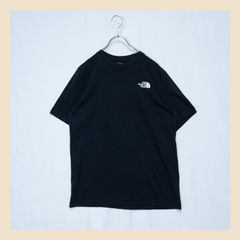 【美品】ザノースフェイス 半袖Tシャツ M ブラック メンズ クルーネック ワンポイントプリントロゴ バックプリント 綿100%