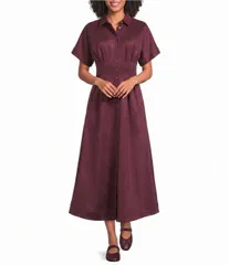 ギブソンアンドラティマー レディース トップス ワンピースエード Gibson Latimer Suede Collar Neck Short Sleeve Dress Berry