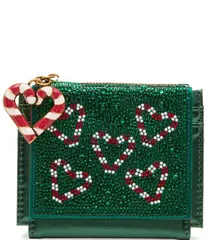 ベッツィジョンソン レディース アクセサリー 財布 Betsey Johnson Candy Cane Heart Rhinestone Wallet Green グリーン