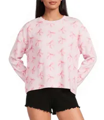 ピージェイサルベージ レディース トップス カットソー クルーネック プリント ニット ジャージー PJ Salvage Bow Print Long Sleeve Crew Neck Jersey