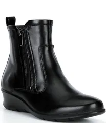 エコー レディース シューズ ブーツ・レインブーツ レザー ECCO Felicia Leather Wedge Booties Black ブラック
