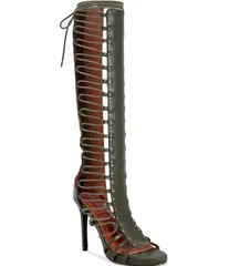 アザレア ワン レディース シューズ サンダル トール レース Azalea Wang Rosalina Stud Embellished Open Lace Tall Gladiator Sanda