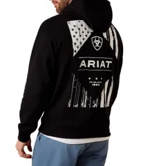 アリアト メンズ アウター パーカー・スウェット フリース Ariat Diamond Flag Fleece Hoodie Black ブラック