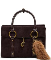 スティーブ マデン レディース バッグ スエード Steve Madden Dunstan Suede Hardware Bag Charm Satchel Bag Chocolate チョコレート