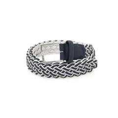 【新品アウトレット】アンダーソンズ Andersons レザー×ナイロン メッシュベルト ライトグレーxダークネイビー【サイズ85】【メンズ】
