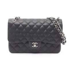 シャネル CHANEL ショルダーバッグ デカマトラッセ30 クラシック ラージ Wフラップ A58600 ブラック キャビアスキン(グレインドカーフ) デカマトラッセ チェーンショルダー