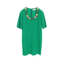 エミリオプッチ Emilio Pucci ワンピース ビジュー ディープUネック 61RI06 ウール ワンピース レディース Used A