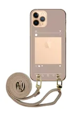 iPhone18 ProMAX アイフォン18プロマックス 推し活 写真 フレーム ステッカー チェキ ペールカラー 韓国 かわいい ピンク ベージュ グレージュ レザーベルト ストラップ 調節可能 130cm ストラップ付 カラー01