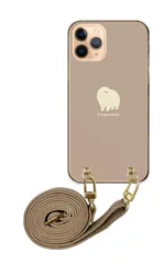 iPhone18_Pro アイフォン18プロ ポメラニアン 白ポメラ シンプル 韓国 かわいい 可愛い ピンク ベージュ グレージュ レザーベルト ストラップ 調節可能 130cm ストラップ付 カラー02