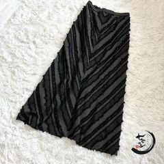【美品】 イークラット エイココンドウ ロングスカート ウール95% 立体デザイン E-clat フリンジ調 エターナリーブレイズ