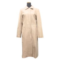 良品 SWINSWING スウィンスウィング シープスキン ステンカラー ロング コート ジャケット ブルゾン サイズ42 ベージュ レディース 古着 中古 USED